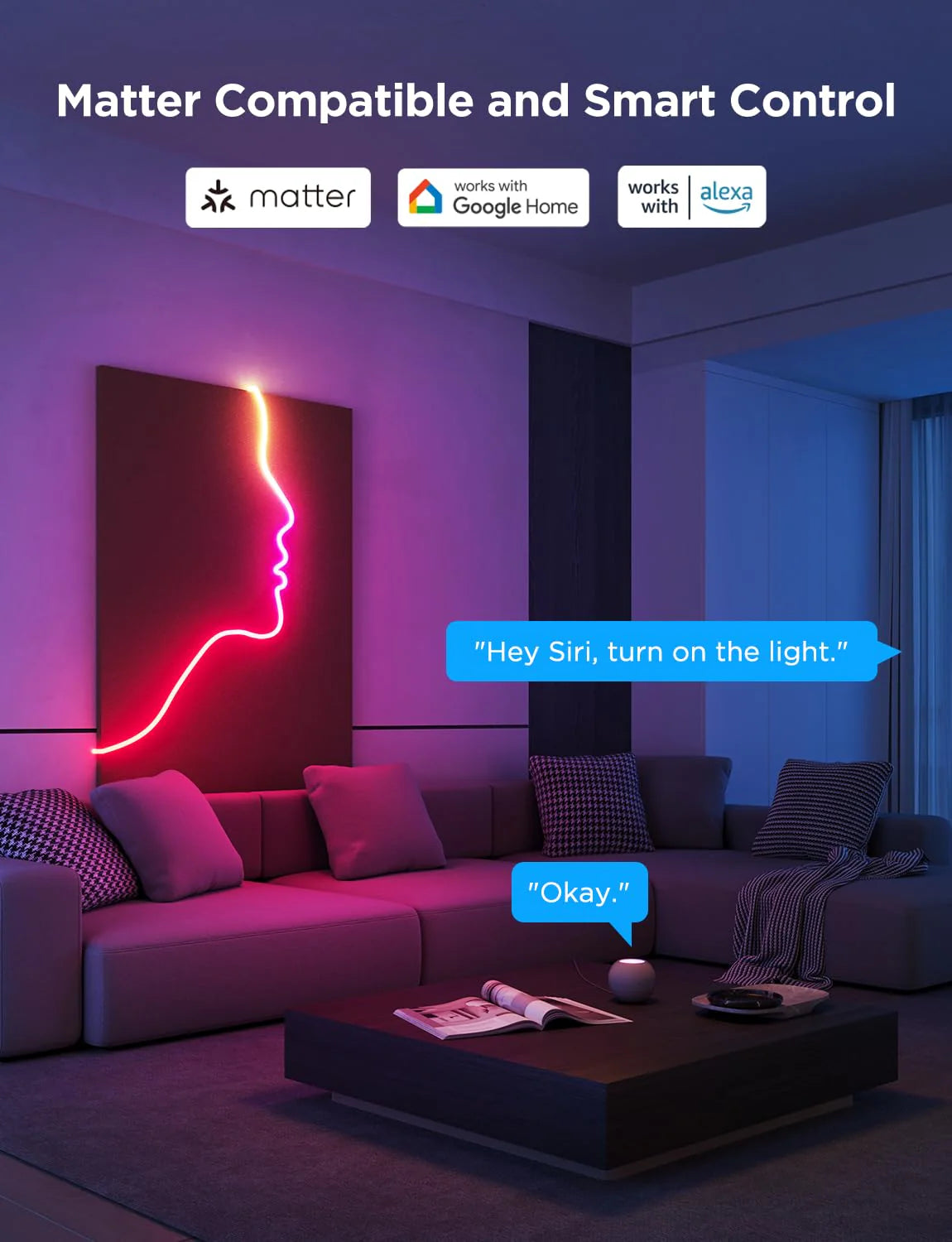 NeonBlink Smart RGBIC Neon Rope Light USB – DreamColor Rainbow Flex Strip, IP65 Waterproof, Alexa & Google Home Compatible