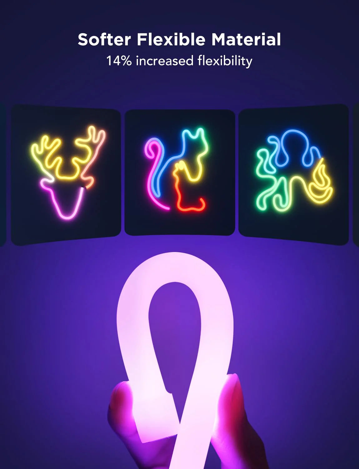 NeonBlink Smart RGBIC Neon Rope Light USB – DreamColor Rainbow Flex Strip, IP65 Waterproof, Alexa & Google Home Compatible