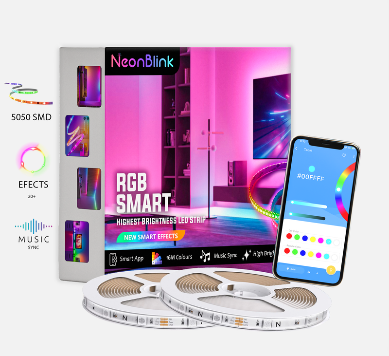 NeonBlink RGB Smart LED Strip — Music Sync, App Control, 20+ Effects