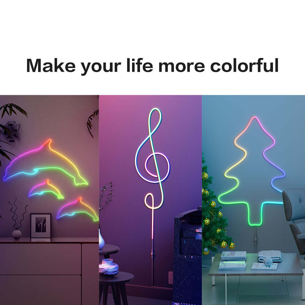 NeonBlink Smart RGBIC Neon Rope Light USB – DreamColor Rainbow Flex Strip, IP65 Waterproof, Alexa & Google Home Compatible