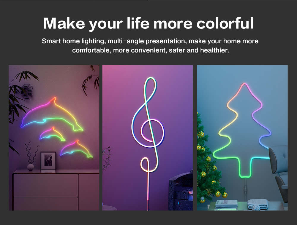 NeonBlink Smart RGBIC Neon Rope Light USB – DreamColor Rainbow Flex Strip, IP65 Waterproof, Alexa & Google Home Compatible